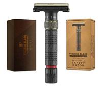 VIKINGS BLADE Rasoir de sécurité à double tranchant réglable + étui Doux, réutilisable, respectueux de l'environnement (l'empereur « Meiji »).
