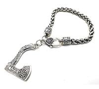 Vikings Bracelet pendentif hache viking en métal dans une pochette à bijoux, 18 centimeters, Métal