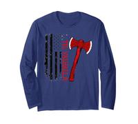 Vikings Lovers Norse Viking Axe American Flag Til Valhalla Manche Longue