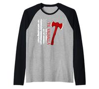 Vikings Lovers Norse Viking Axe American Flag Til Valhalla Manche Raglan