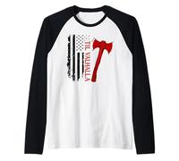 Vikings Lovers Norse Viking Axe American Flag Til Valhalla Manche Raglan