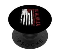 Vikings Lovers Norse Viking Axe American Flag Til Valhalla PopSockets PopGrip Adhésif