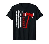 Vikings Lovers Norse Viking Axe American Flag Til Valhalla T-Shirt