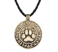 Vikings Ours Nordique Imprimé Pendentif Collier pour Hommes Femmes Punk Ours Patte Charme Noir En Cuir Chaîne Amulette Bijoux Collier
