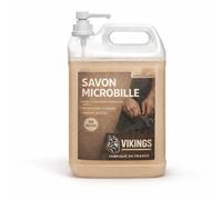 VIKINGS Savon Microbille Végétal, Gel Marron, 5 Litres, Abrasif Noyaux d'Olive, Enrichi en Glycérine, avec Pompe Doseuse, pour atelier et mécanicien