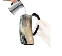 Vikings Tasse en forme de corne à boire - 200-350 ml - Tasse à bière en bois en forme de corne avec poignée | Chope de couleur aléatoire pour fêtes, mariages, décoration d'intérieur | Grande capacité