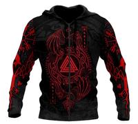 Vikings Tatouages Hommes Hoodies Impressions 3D Mythologie Scandinave Zip Complet Sweatshirt Manches Longues Harajuku Veste Cadeaux pour Hommes(Pagan Zip Hoodie,5XL)