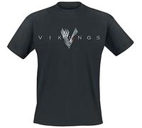 VIKINGS Welcome to Valhalla Homme T-Shirt Manches Courtes Noir L 100% Coton Regular/Coupe Standard