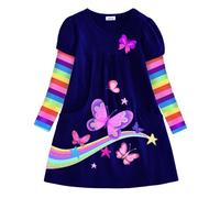 VIKITA Robe Enfant Broderie Appliquée Animal Coton T-Shirt Jerseyrobe Enfant Fille Lh4311 11-12 Ans