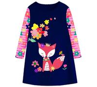 VIKITA Robe Enfant Broderie Fleur Robe rayée Coton Fille - Lh7611-140/150cm (11-12 Ans),Multicolore