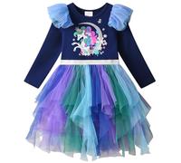 VIKITA Robe Fille Imprimée Sequins Princesse Manches Longues Enfants Robes
