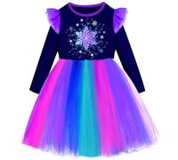 VIKITA Robe Fille Papillon Imprimé Brodé Sequins Princesse Enfants Robes d'automne 2-12 Ans