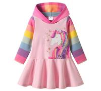 VIKITA Sweatshirts Enfant Broderie Fleur Sweats à Capuche Robe rayée Coton Fille 1-8 Ans