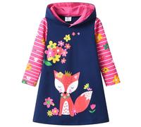 VIKITA Sweatshirts Enfant Broderie Fleur Sweats à Capuche Robe rayée Coton Fille 1-8 Ans