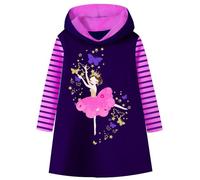 VIKITA Sweatshirts Enfant Broderie Fleur Sweats à Capuche Robe rayée Coton Fille 1-8 Ans