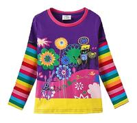 VIKITA T-Shirt Manches Longue Fille Coton Imprimé Animal Fleurs Enfant L328PURPLE 7-8 Ans