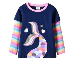 VIKITA T-Shirt Manches Longues Enfant Fille Broderie Fleurs Imprimé Coton Printemps Automne L3110 3-4 Ans