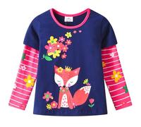 VIKITA T-Shirts Fille Broderie Imprimé Coton Manches Courtes Enfants L3667 11-12 Ans
