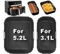 VIKKI Doublures en silicone pour friteuse Tefal Easy Fry 5,2 l/3,1 l, accessoires en silicone compatibles avec Tower T17099, Lakeland 5L/3L et Salter EK5729 Double tiroir 5,5 L/3,5 L