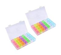 Vikko 2 Pièces Boîtes Broderie Diamant Painting avec 28 mini compartiments Coloré pour Stockage Bijoux Boucle d'oreille，Nail Art Décoration Container