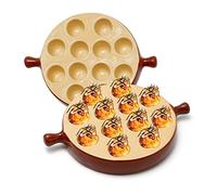 VIKKSAER Lot de 2 plats de cuisson Escargot en céramique avec 12 cavités, 23 cm avec poignée, passent au four, pour maison, restaurant, hôtel, marron
