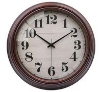 VIKMARI 23cm Vintage Horloge Murale, Petite Horloge Murale Marron rétro sans Ticking pour Salon Chambre Cuisine Salle de Bains Bureau décoration