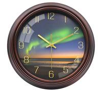 VIKMARI Aurore Boréale Horloge Murale, Décorative 30cm Silencieuse Moderne en Verre Horloge pour Salon Cuisine Chambre à Coucher Salle de Bain Bureau