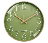 VIKMARI Horloge Murale 20 CM avec Chiffres 3D, Silencieuse Non Tic Tac, Moderne Couleur Vert Olive, Décoration pour Cuisine, Salon, Chambre à Coucher, Salle de Bain, Bureau