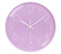 VIKMARI Horloge Murale 30 CM avec Chiffres 3D, Silencieuse Non Tic Tac, Moderne Couleur Violet, Décoration pour Chambre à Coucher, Bureau, Salle de Bain, Cuisine, Salon