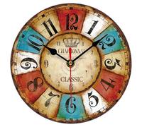 VIKMARI Horloge Murale Industrielle Vintage de 20 cm, Petite Horloge Ronde sans Tic-Tac de Style Maison Campagnarde, Décorative pour Cuisine, Salon, Chambre à Coucher et Salle de Bain