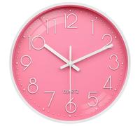 VIKMARI Horloge Murale Rose 25 cm Silencieuse sans Tic-Tac à Pile Design Moderne Décorative pour Enfants, Salon, Chambre à Coucher, Cuisine, Bureau (Rose)