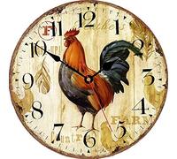 VIKMARI Horloge Murale Silencieuse Non Coutil - Motif Cheval Cuisine Qualité Quartz Batterie Operated Ronde 14 inch Coq Rustique
