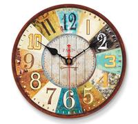 VIKMARI Horloge Murale Vintage, Horloge de Maison Campagnarde Insolite 20 cm, Horloge Silencieuse avec Décoration de Style France Paris, pour Cuisine, Salon, Salle de Bain, Chambre à Coucher et Bureau