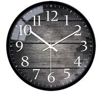 VIKMARI Silencieux Non coutil Horloge Murale rétro Arabe décoratif Ronde en Verre Numerals horloges murales 12 inch Motif Vintage