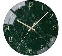 VIKMARI Verre Horloge Murale silencieuse Non coutil Mur Clocks- qualité Quartz à Pile Ronde 12 inch Vert foncé