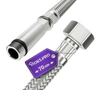 Viоks.pro Tuyau Blindé 1/2" (19,3 mm) ÜM x M10 70 cm et Tuyau pour Robinet de Cuisine - Flexible pour Chasse d'Eau