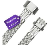 Viоks.pro - Tuyau de robinet 3/8" (15,2 mm) - Raccord et filetage extérieur de 200 cm - Tuyau de raccordement - Tuyau de raccordement - Tuyau d'eau potable - Tuyau flexible pour réservoir de chasse