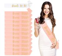 VIKSAUN 12 Pièces écharpes décoratives 1 écharpe avec Inscription Bride to be et 11 Doré Rose écharpes avec Inscription Team Bride Accessoires de fête de Nuit Mariage Accessoire EVJF(12 pcs)
