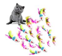 VIKSAUN 20 Pcs Jouets pour Chats, coloré drôle Souris Petite Souris Queue Chat Pet Jouet, Jouets à Plumes Souris avec Sons Jouet pour Chat Animaux Domestiques Souris, Chat Pet Jouet
