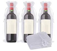 VIKSAUN 20 Pièces Sacs à vin en Organza, Pochette Cadeau Sac à Vin, Sac-Cadeau de Bouteille de vin avec Cordon de Serrage Sacs d'emballage de vin pour Les Bouteilles de Vin, Décoration Cadeau (Blanc