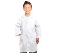 VIKSAUN Blouse de Laboratoire Enfant Blouse Blanche Enfant Coton Blouse Chimie Travail Blouse Medicale Manche Sciences pour Étudiant Hospital Peinture Cosplay Chimie (Blanc)