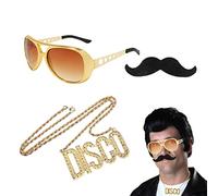 VIKSAUN Kit de Costume Hip Hop, Ensemble de Costume Hippie, Accessoires de Rappeur des Années 80/90 Convient pour Soirées Concerts Rap Halloween, 80s 90s Accessoires de Rappeur (3 Pcs)