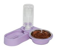 VIKTAO Bouteilles d'eau pour Chiens Pet Cat Bowl Automatic Dog Feeder 500ml Water Bottle Food Stainless Steel Double 2 Bowls Accessories(Purple)