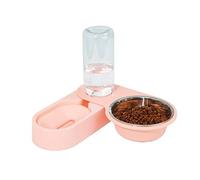 VIKTAO Bouteilles d'eau pour Chiens Pet Cat Bowl Automatic Dog Feeder 500ml Water Bottle Food Stainless Steel Double 2 Bowls Accessories(Pink)