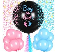 VIKY Lot de 27 décorations de fête de révélation de genre, ballon garçon ou fille, ballons de révélation du sexe, confettis pour fête de genre, fête prénatale
