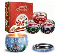 VIKY Lot de 4 bougies parfumées de Noël - 4 parfums de Noël : cannelle, vin chaud, bois de cèdre et pain d'épices - Idées cadeaux pour femmes, hommes, collègues pendant la période de Noël