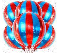 VIKY Lot de 6 ballons décoratifs de carnaval, rouges et bleus, 55 cm, en forme de cirque, en aluminium, ballons bleus et rouges, pour décoration de carnaval, soirée film, anniversaire d'enfant