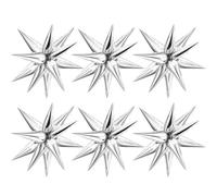 VIKY® Lot de 6 ballons en aluminium 4D en forme d'étoile explosive argentés - 55 cm - Décoration de mariage - Ballons à l'hélium - Décoration des années 70, 80, 90, discothèque, fête, carnaval