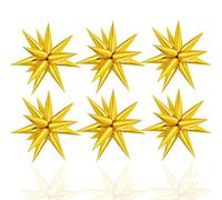 VIKY® Lot de 6 ballons en aluminium 4D en forme d'étoile explosive, dorés, 56 cm, décoration de mariage, de fête, d'étoile, décoration des années 70, 80, 90, discothèque, danse, fête d'anniversaire,