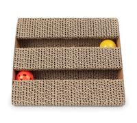 Vikye Boîte à Gratter pour Chat, Jouet à Double Fente Simple Face avec Boule de Cloche, Protège Les Meubles des Chats, Structure Triangulaire Stable, Matériau en Papier ondulé